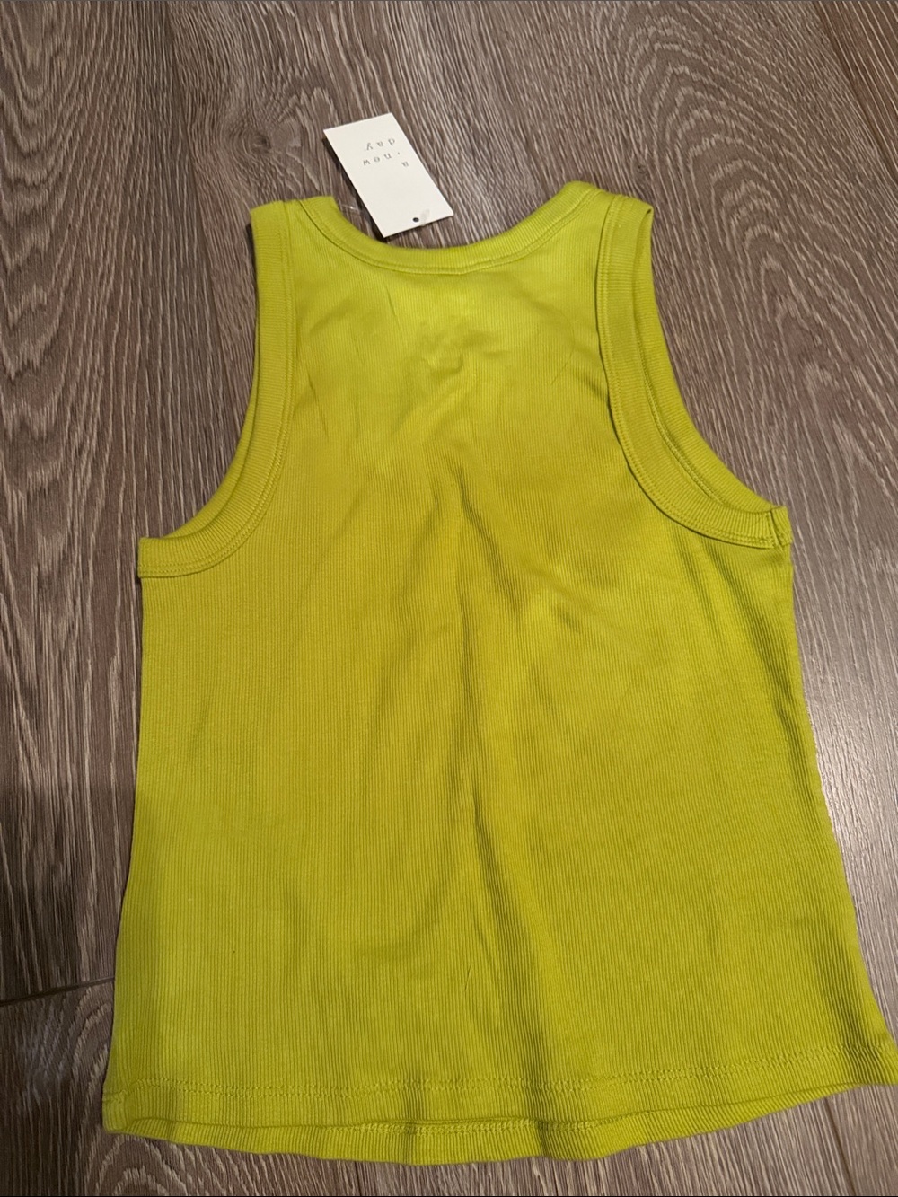 a new day Lime Green Ribbed Tank Top with Star Embroidery - Picture 2 of 4